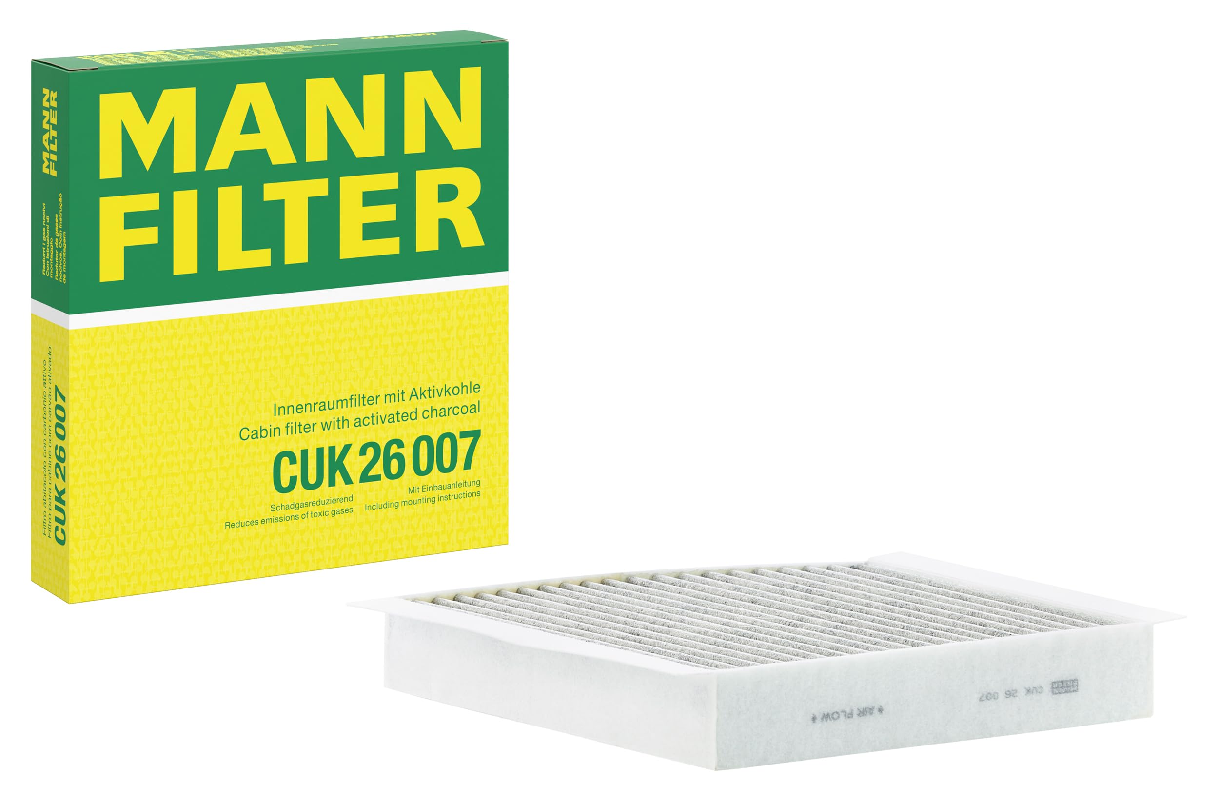MANN-FILTER CUK 26 007 Cabin Air Filter - Pollen Filter with Activated Carbon - for Cars + Transporters