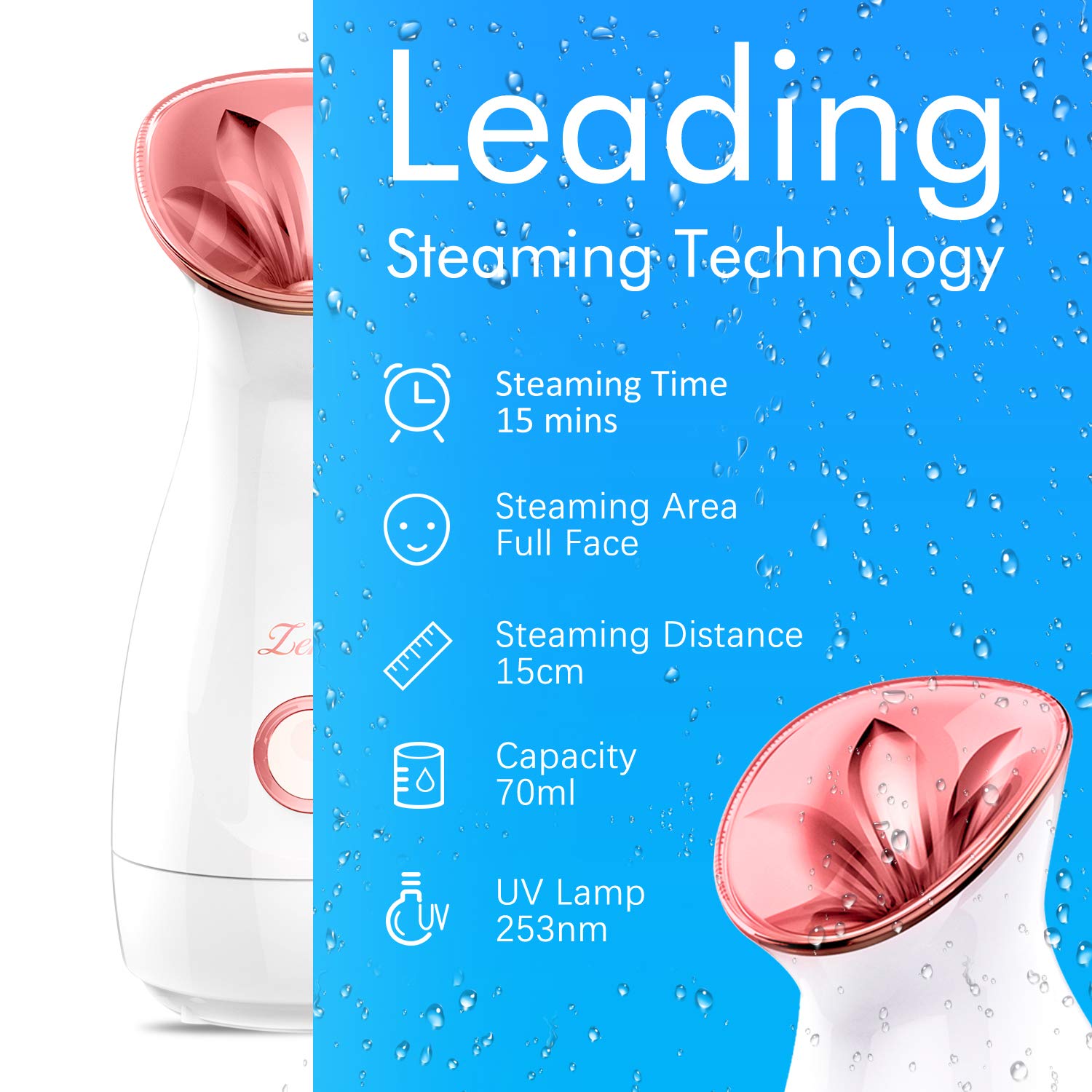Facial Steamer Nano Ionic Hot Mist Face Steamer Home Sauna SPA Face Humidifier Atomizer for Women Men Moisturizing Unclogs Pores Spa Quality: Beauty