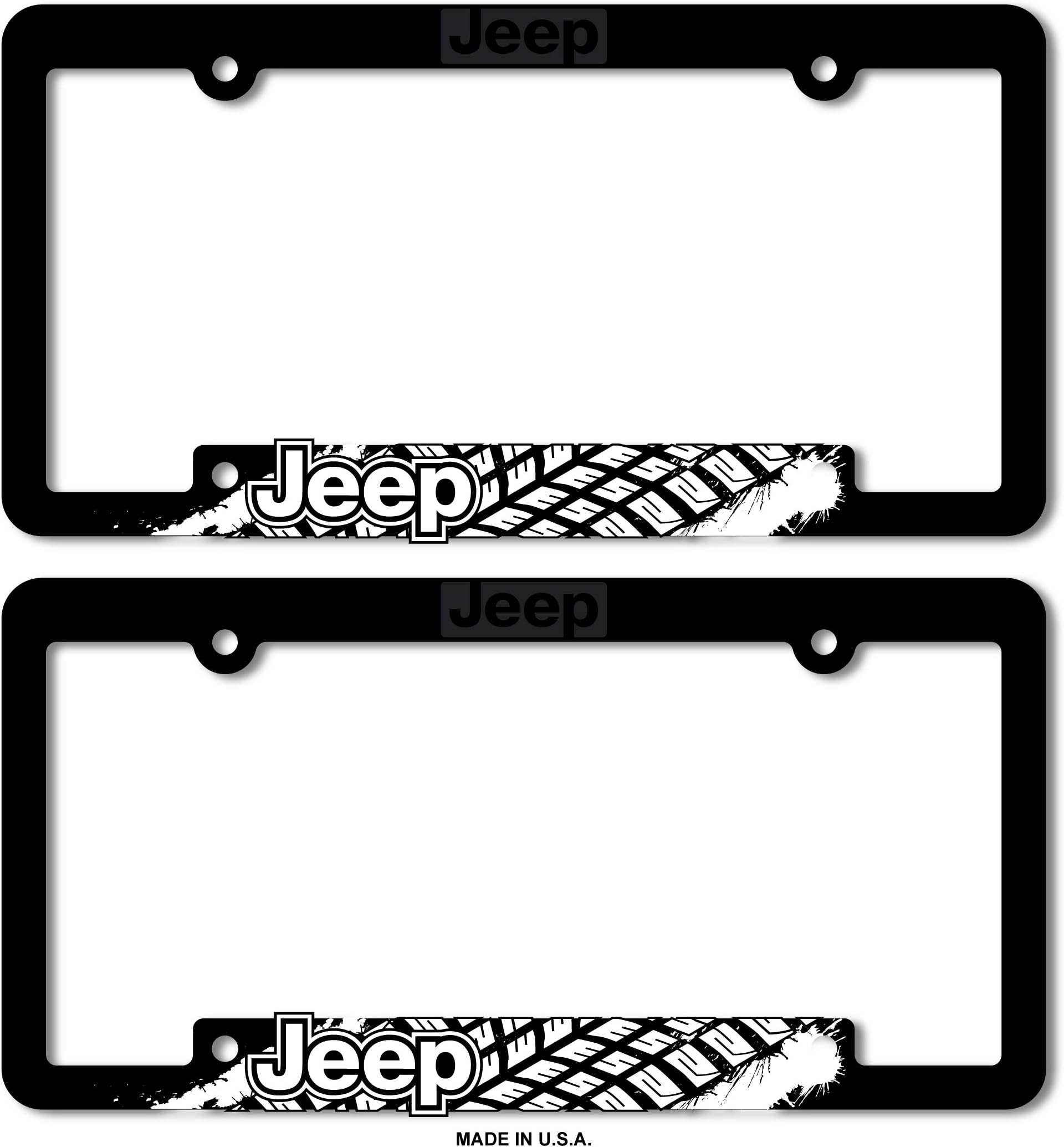 Custom Car Gar Jeep License Plate Frame Bracket 3D Raised Letter Jeep Mudding Tire Tread Mud Splat (Set of 2)