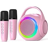 Hockvill Mini Karaoke Machine for Kid with 2 Microphones, Bluetooth Toddler Karaoke Toy with LED Lights, Rechargeable Portable Speaker for Girls & Boys Ages 3-10, Easter Basket Stuffer for Kids