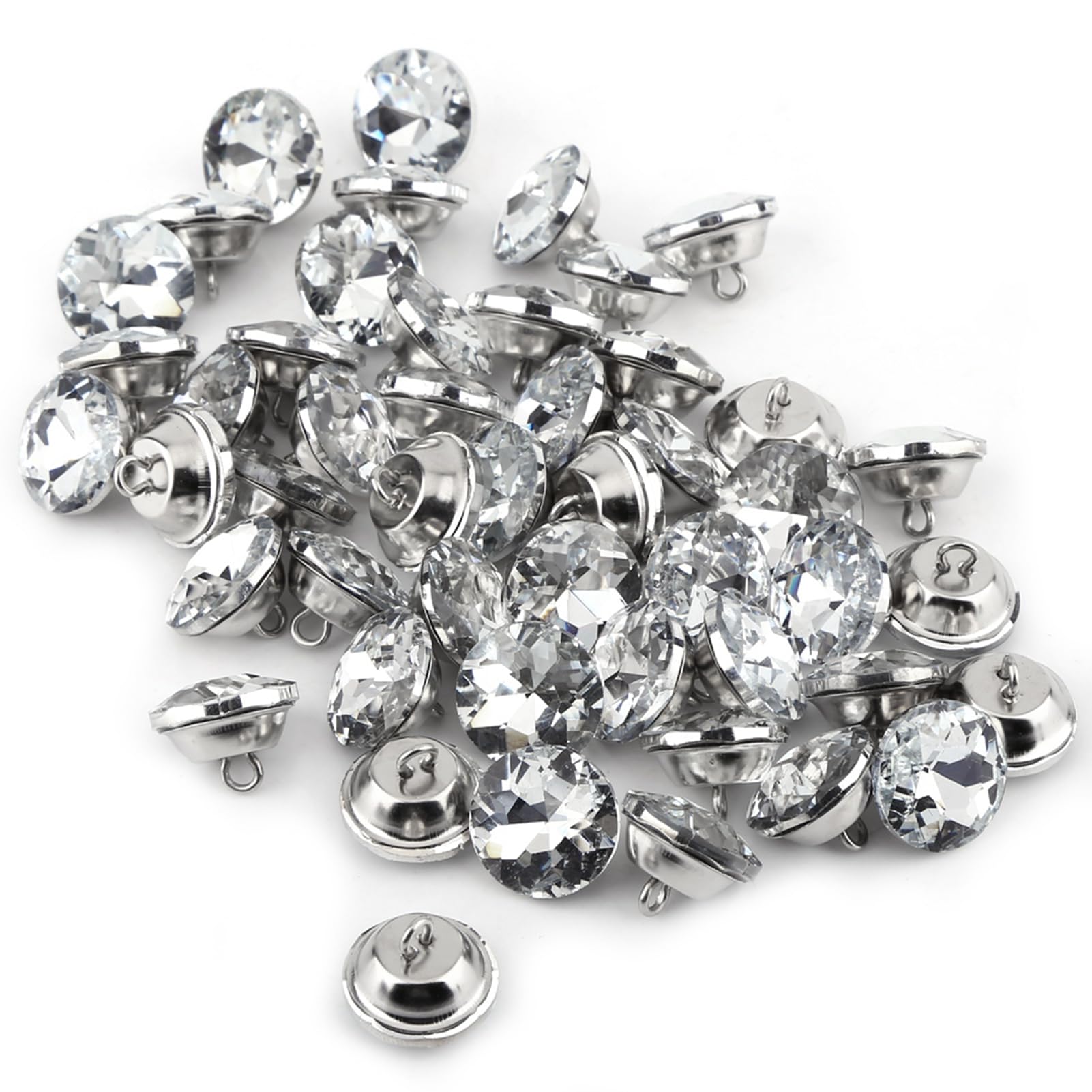 50Pcs Rhinestone Crystal Buttons with Metal Buckle for Upholstery Buttons for Bags Shoes Dress Wedding Party(20mm)