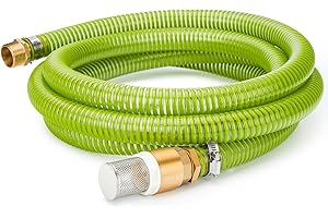 G GREEN EXPERT Green Expert 1" ID Inlet Hose with Check Valve Easy to Install Brass Fittings Full Kit Quick Start Well Pump Water Intake from Garden Pond Canal Reservoir 13-Foot Green