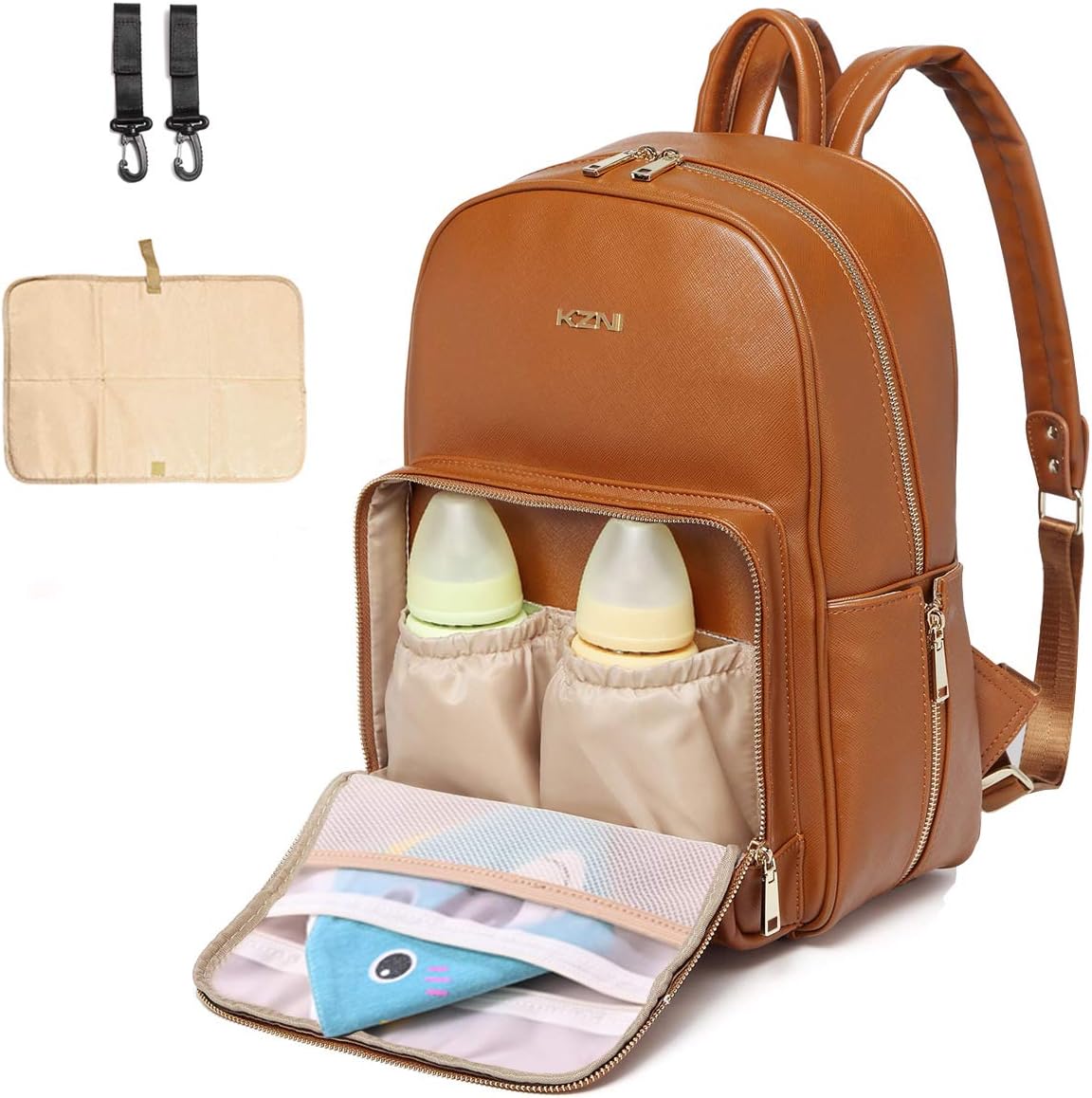 PU Leather Diaper Bag Backpack Nappy 