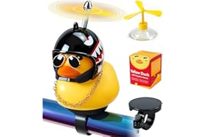 EMPATHECH Rubber Duck Bike Decorations [New Stable Clamp Mount] Cute Squeak Duck Bike Bell [Two Helmet Propeller] Funny Bike Accessories E Scooter Motorcycle Cycling Gifts