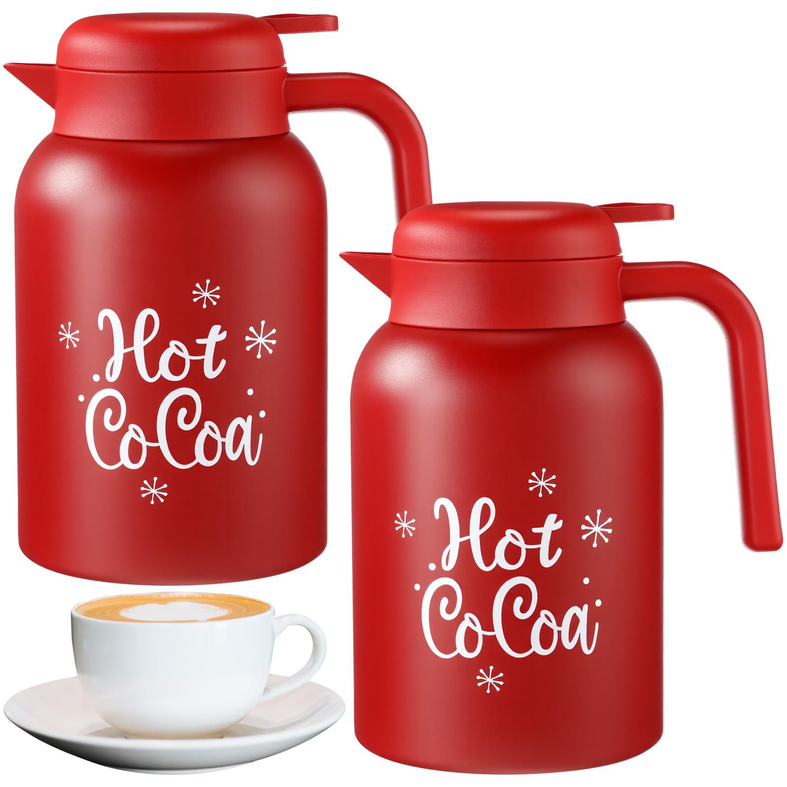 Photo 1 of LemonRoad 2 Pcs 68 oz Hot Chocolate Dispenser Red Cocoa Drink Dispenser Christmas Cocoa bar Thermal Coffee Carafe for Hot Drinks Chocolate Tea Beverage for Party Supplies