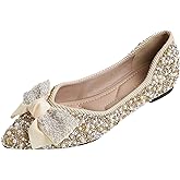 YQRUIMIAO Flats Shoes Women Rhinestone Wedding Flats Pointed Toe Ballet Flat Shoe Low Heel Dress Shoes Sparkly Flats for Women