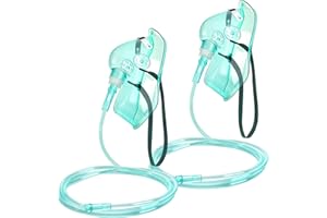 AHHALFFY 2 Pack Oxygen Mask for Face Adult with 6.6' Tube & Adjustable Elastic Strap - Size L