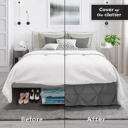 Nestl Grey Bed Skirt Full Size, Pinch Pleat Full
