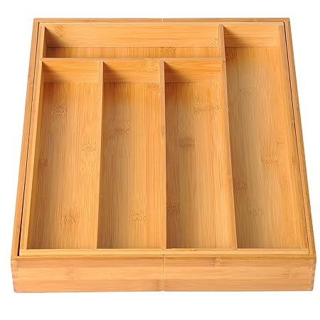 Woltu Kz05 Cutlery Tray Extendable Bamboo Tray With 5 To 7