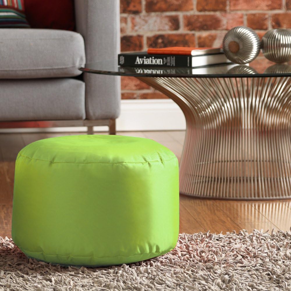 Bean Bag Bazaar Outdoor Footstool, Lime Green, Indoor Outdoor Water-Resistant Fabric, Pouffe Footstool with Filling Included - Image 3