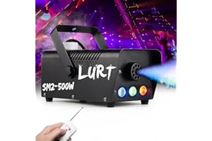 Fog Machine Auto Smoke LURT LED Light 500W Mini Wireless Remote Control Mode Portable for Parties Outdoor Halloween Wedding Stage Effect Indoor Disco and Disinfection 2500CFM Fuse Protection