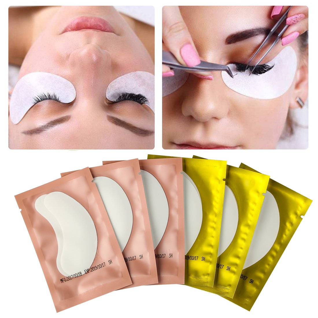Eye Gel Pads 100 Pairs Set Lint Free Gel Eye Patch for Lash Extension Makeup False Eyelash Professional Under Eye Gel Pads 5 Colors Eye Mask Beauty Tool by LK LANKIZ