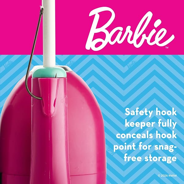 SHAKESPEARE MATTEL BARBIE KIT 2’6″ SPINCAST COMBO FOR KID, GEL-TECH COMFORT GRIP HANDLE, SAFETY HOOK KEEPER, INCLUDES PRACTICE CASTING PLUG