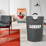 DOKEHOM 160L XXL Laundry Basket Collapsible Foldable Dark Grey view 8