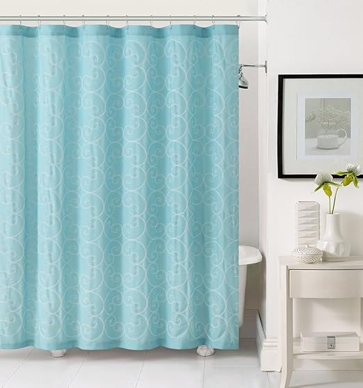 Amazon Com Victoria Classics Fabric Shower Curtain With White