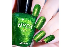 COSMOO Green Nail Polish, 10ml Bright Green Quick Dry Nail Lacquer, Green Shimmer Art Varnish, 0.34 fl oz
