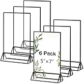 Zonon 6 Pack 5x7 Inch Clear Acrylic Sign Holders, Double Sided Black Display Stand Picture Frames, Acrylic Frames for Restaurant Home Office Shop Photo Frame Exhibition Weddings(5 x 7 Inch)