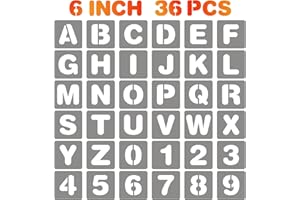 BAMIDELE 6 Inch Letter and Number Stencils, 36 Pcs Reusable Plastic Alphabet Spray Paint Stencils for Painting on Wood, Wall, Fabric, Rock, Chalkboard, Door Porch, Signage, DIY Craft Decoration