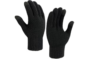 TOBEHIGHER Winter Touchscreen Gloves for Men - Thermal Soft Knit Gloves for Running, Driving and Hiking