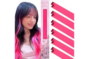 WENNALIFE 12 PCS Hot Pink Hair Extensions Clip in, Colored Clip in Hair Extensions for Kids Highlights Rainbow Hair Clips for Girls Synthetic Straight Pop-up Style Colorful Girls Hair Accessories