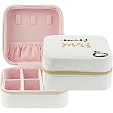 kate spade new york Small Travel Jewelry Case, White Wedding Jewelry Box to Organize Rings, Necklaces, Earrings, Miss to Mrs