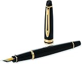 Waterman Expert Fountain Pen Gloss Black 23k Gold Trim Fine Nib Gift Box view 2