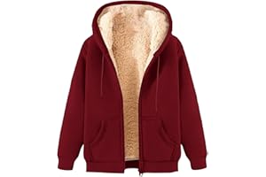 Qgtaibl Winter Warm Sweatshirt Jackets Womens Sherpa Lined Hoodies Solid Color Warm Fleece Coats for Winter Cold Weather