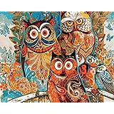 iCoostor Paint by Numbers DIY Acrylic Painting Kit for Kids & Adults Beginner – 16” x 20” Color Owl Pattern