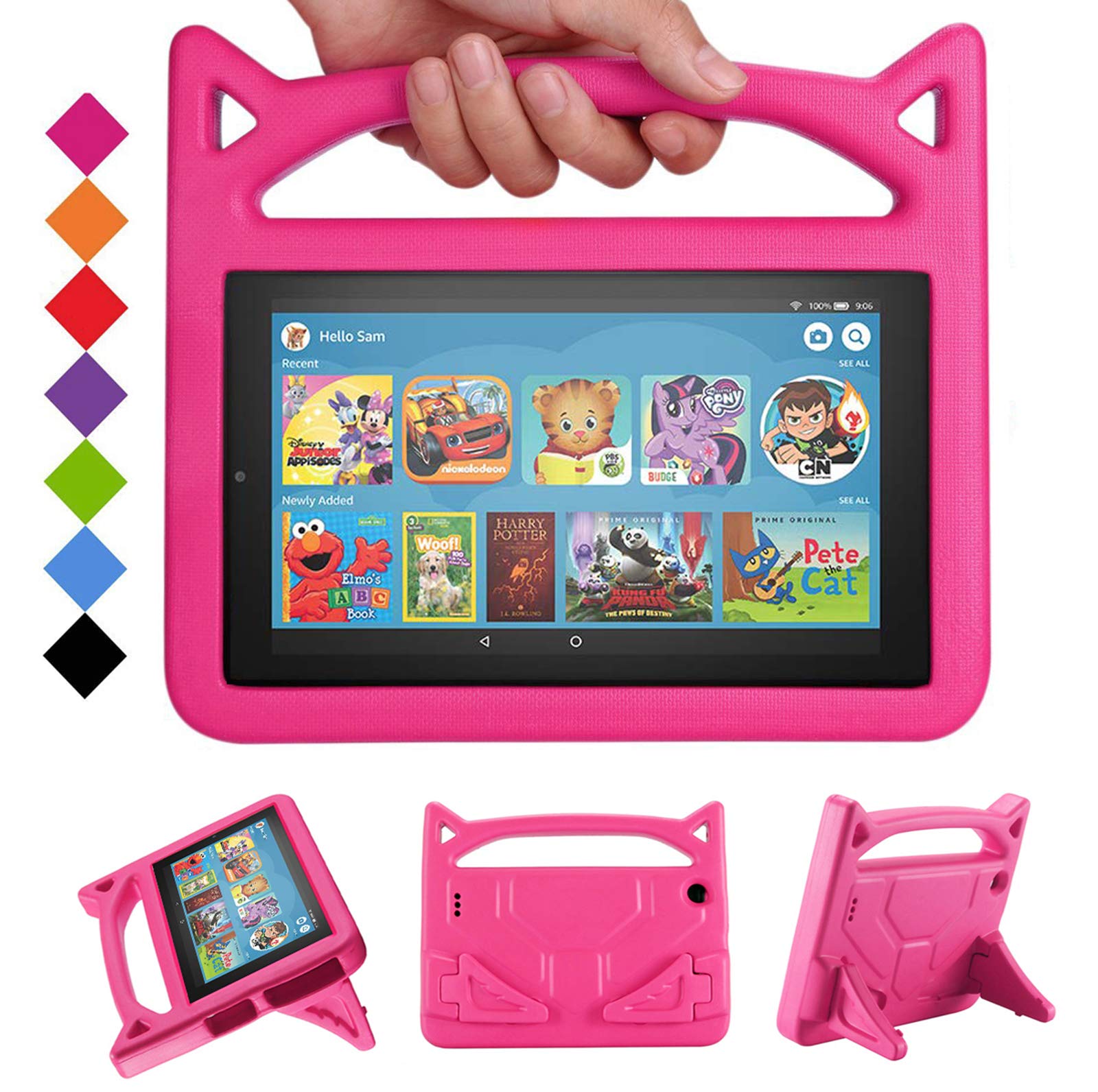 Photo 1 of 2019 Fire 7 Tablet Case for Kids -SHREBORN Kids Shock Proof Case Cover with Handle and Stand for Amazon Kindle Fire 7 Inch Tablet (Compatible with 9th/7th/5th Generation, 2019/2017/2015 Release)-Rose