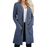 CiCiBird Women's Fall Long Cardigan Sweater Open Front Knit Coats Dressy Casual Jacket Coatigan with Pockets
