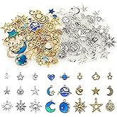 120 Pieces Crystal Birthstone Charms Beads, BetterJonny 12 Colors Round Crystal Charm with Rings Handmade Jewelry Pendants fo