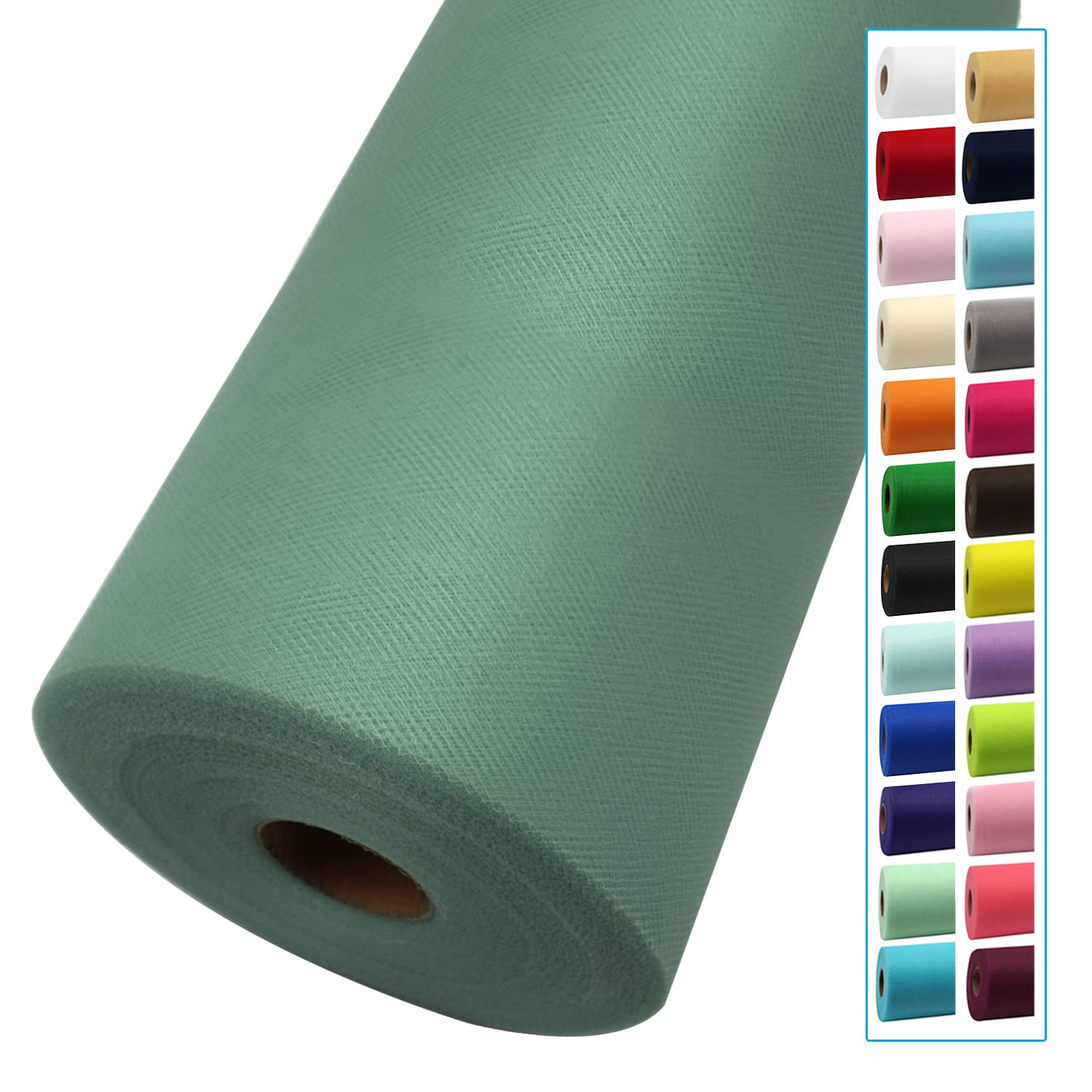 Photo 1 of Sage Green Tulle Fabric Rolls 54 Inch by 40 Yards Tulle Bolt Spool for Wedding Decorations DIY Tutu Baby Shower Table Skirt Ceiling Decor Birthday Party Craft Supplies