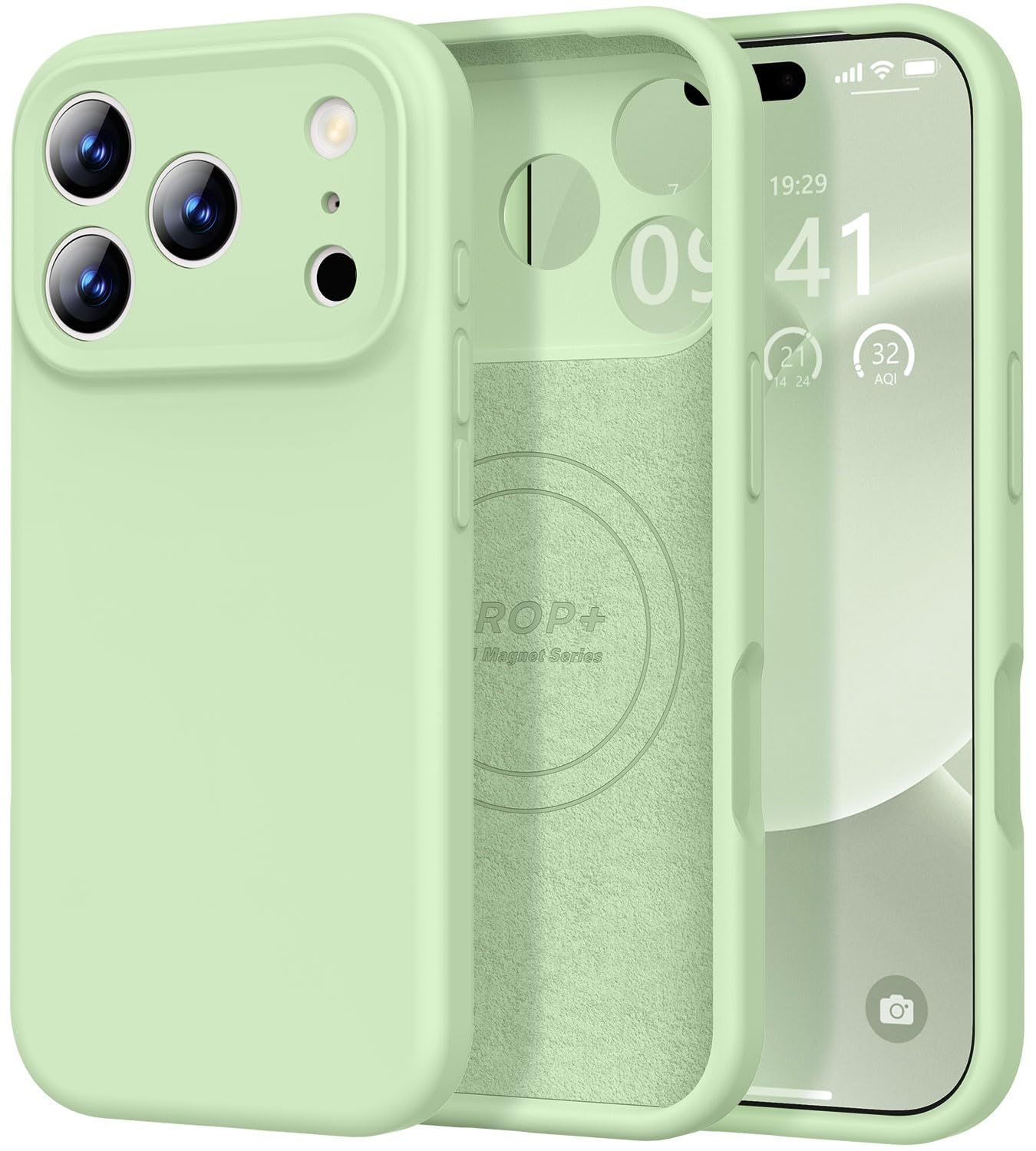 Photo 1 of Vooii Magnetic for iPhone 17 Pro Case, Compatible with Magsafe (Premium Liquid Silicone) (Integrated Camera Control Button) Full Body Protective Anti-Scratch Microfiber Lining 6.3", Matcha
