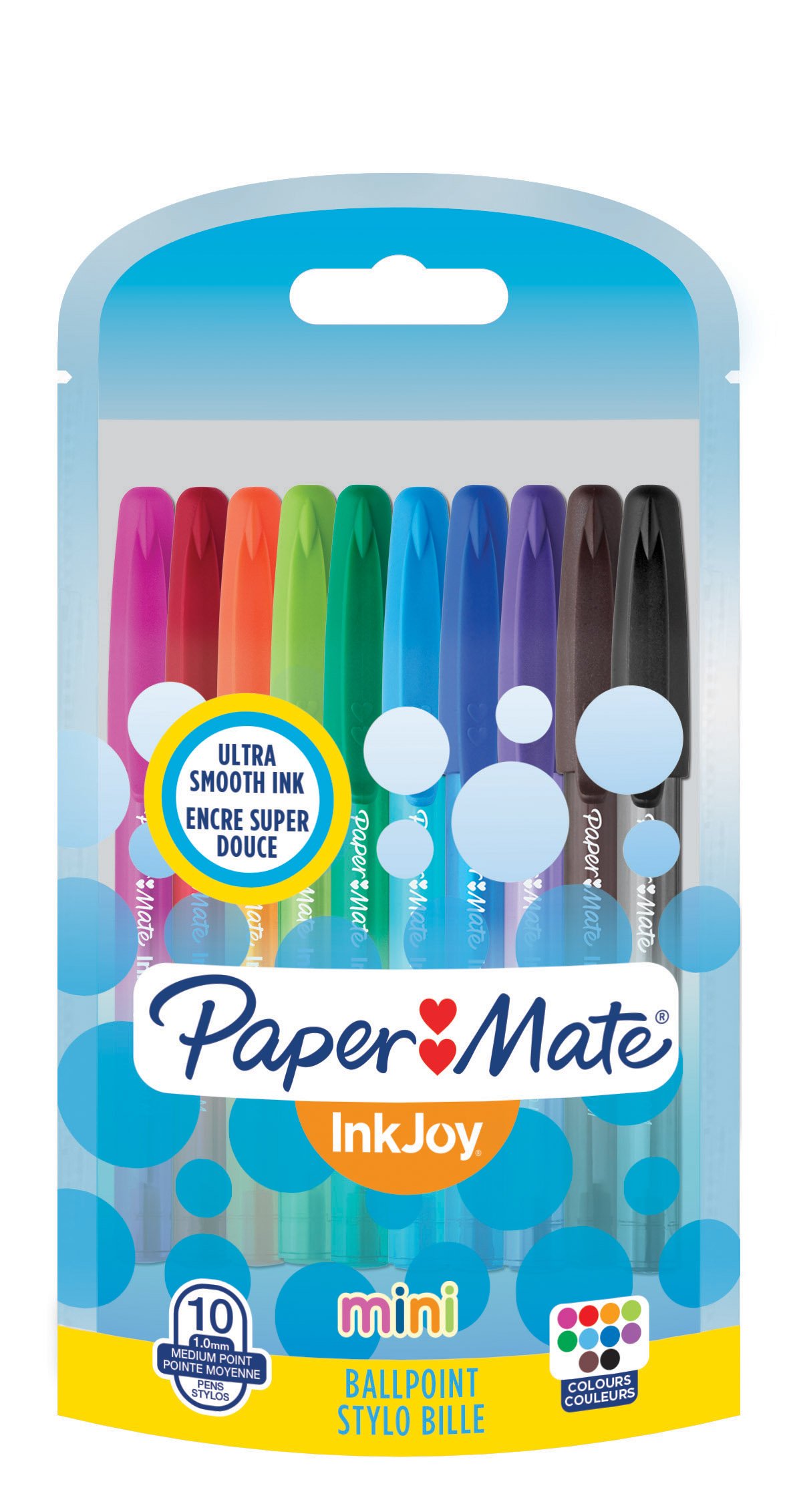 Papermate InkJoy 100 Mini CAP 1.0 mm Medium Tip Capped Ball Pen - Assorted Fun Colours (Pack of 10)