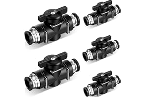 Flutesan 5 Pcs 1/2" x 1/2" OD Push to Connect Pneumatic Ball Valve PVC Air Flow Control Valve Quick Connect Tube Fittings Air Line Hose Fittings