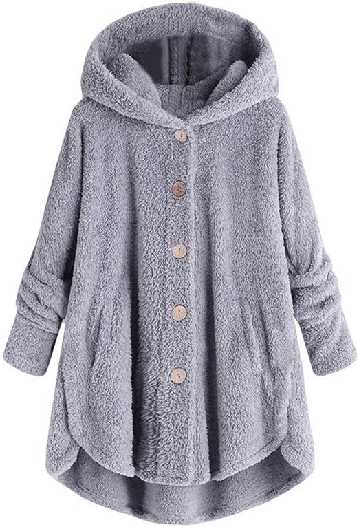 LOPILY Women's Teddy Bear Hoodie Blanket Hoodie Solid Color Single