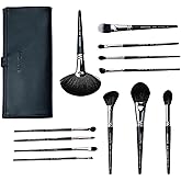 Anshute 12-Piece Professional Natural Goat Hair Makeup Brush Set with Travel-Ready Makeup Brush Organizer - 5 Face & 7 Eye Brushes. Super Soft Bristles, Variety of Brushes. Labled Brush Handle