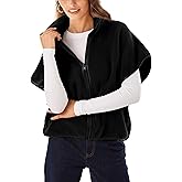 Lianlive Women's Sherpa Fleece Vests Oversized Stand Collar Fuzzy Polar Jacket Casual Zip Up Outerwear Vest with Pockets