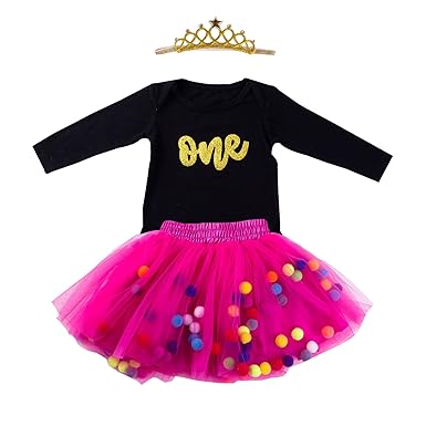 Amazon Com Baby Girls 1st Birthday Outfit Glitter One Romper Balls