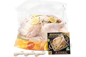 SCHVUBENR Turkey Brine Bags, 3 Pack Extra Large 26"x22" Brining Bags for Turkey, Holds up 35lb and Above, Double Zip-Lock Brine Bag Kit with 3 Strings & Clips, Thanksgiving, Christmas Essentials