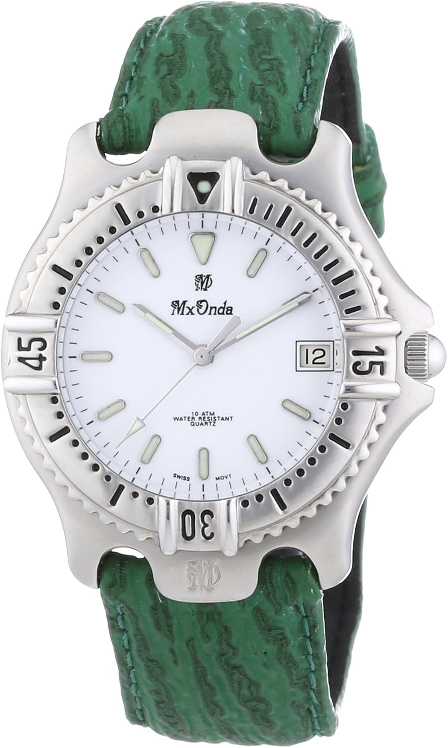 Mx Onda Men's Quartz Watch 32-6200-15 with Leather Strap, White/Green