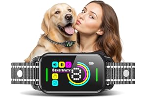 DINJOO Dog Bark Collar for Large Medium Small Dogs - Smart AI 1S Stop Barking, Anti Barking Device & Dog Training Collar with Beep, Vibration & 8-Level Sensitivity, IP67 Waterproof, USB-C Fast Charge - Black