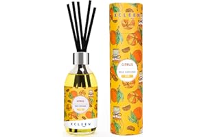 Xcleen Reed Diffuser, Citrus Oil Diffusers with 6 Fiber Sticks, Real Citrus! 6.76 Oz(200ml) Reed Diffusers for Home Bathroom Air Freshener, Room & Office Décor