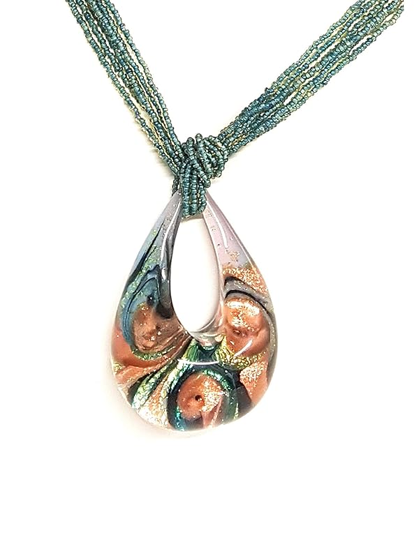 Original Murano glass and 925 silver woman necklace