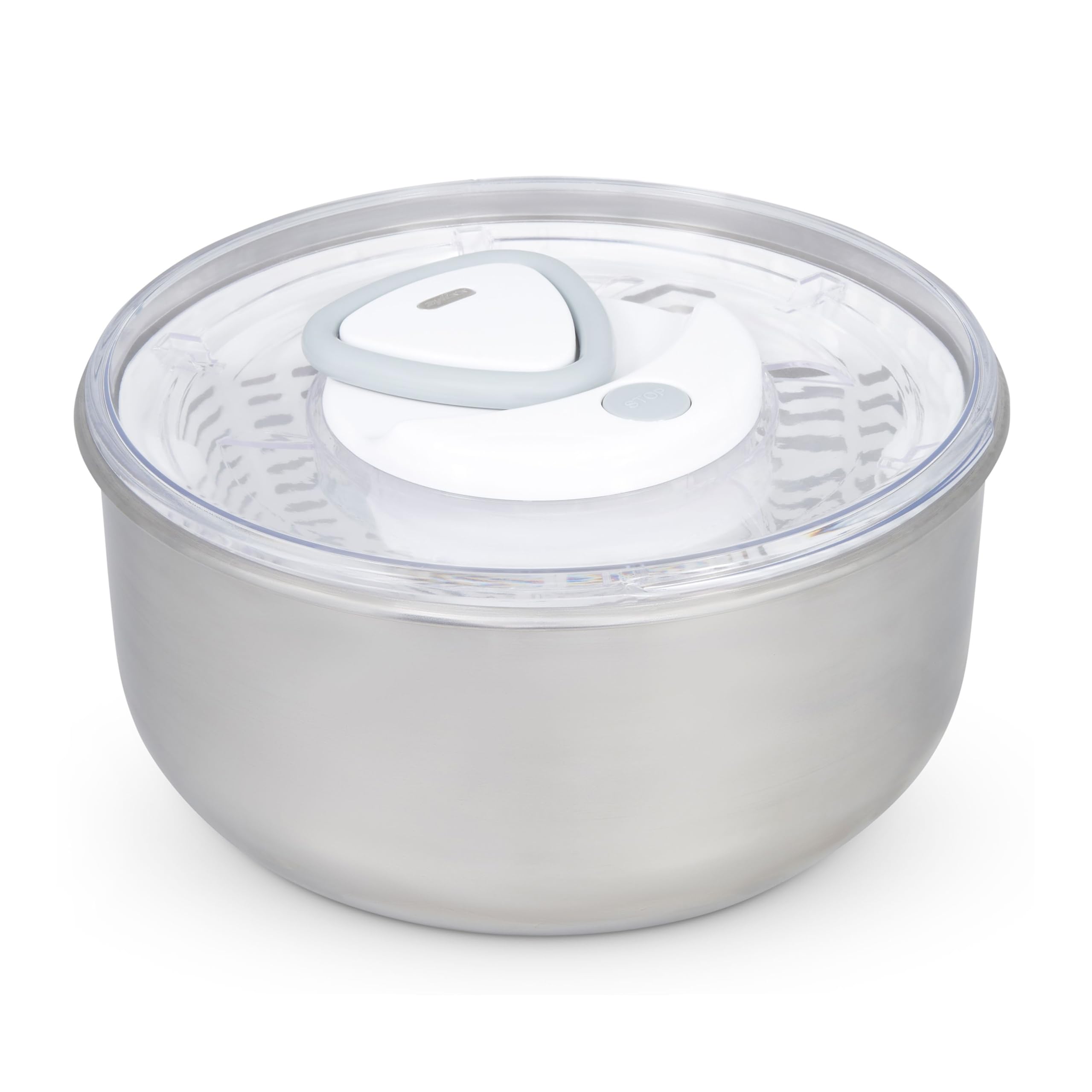 Zyliss Easy Spin 2 Salad Spinner, Large 6L Capacity, Stainless Steel, Serving Bowl, Retractable Cord and Brake System/Easy Cleaning, Dishwasher Safe