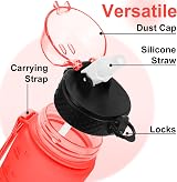 GOPPUS 500ml Kids Water Bottle with Straw BPA Free Time Markings Red view 3