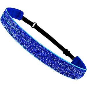 Glitter Sports Headband, Sequin Adjustable Velvet Lined No Slip Headwear for Kids Girls, Suitable for Yoga Running Workout Pa