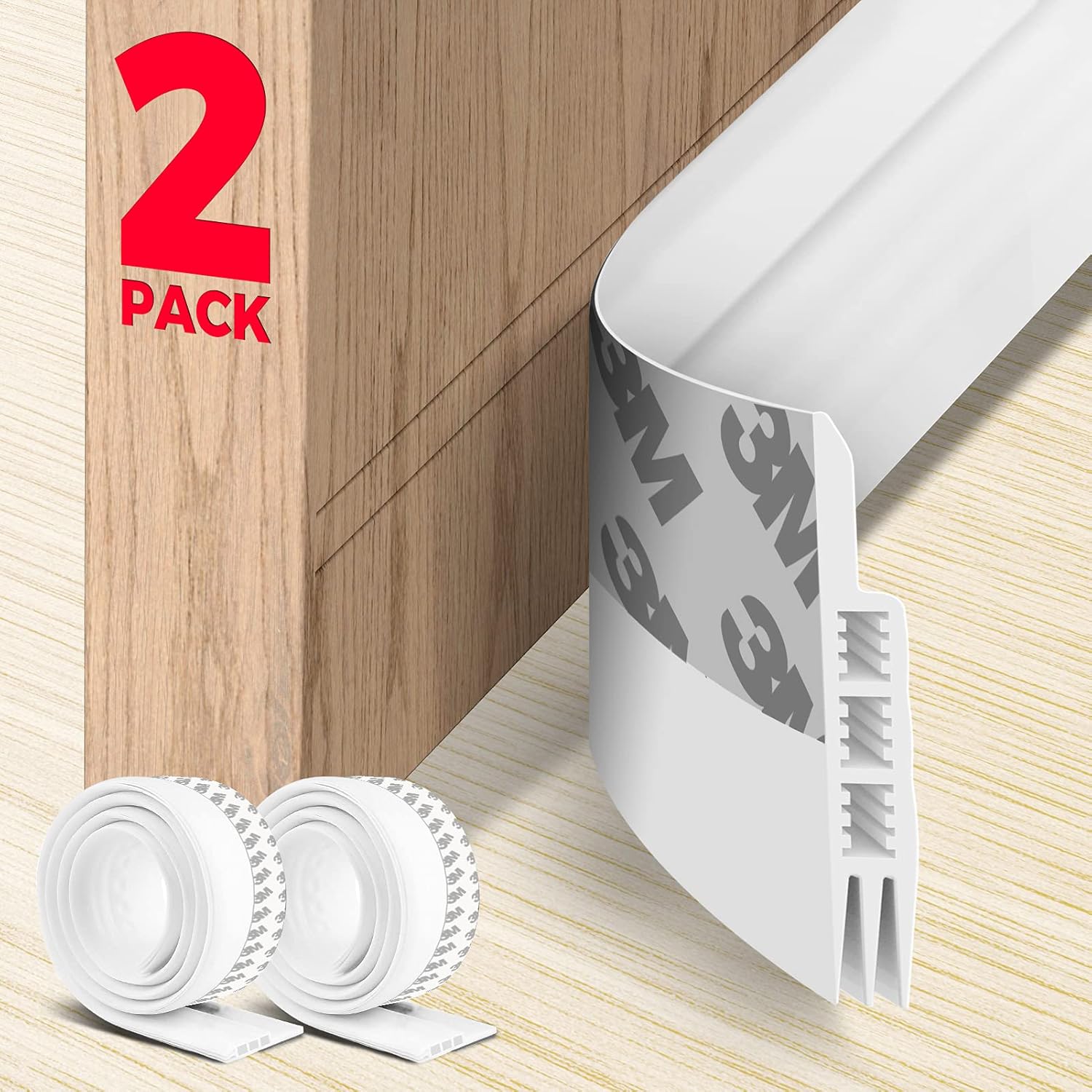 Draft Stoppers - Holikme 2 Pack Door Draft Stopper Under Door Draft Blocker Insulator Door Sweep Weather Stripping Noise Stopper Strong Adhesive 38