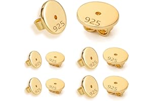 4 Pairs Real 925 Sterling Silver Earring Backs Replacements, 14K Gold Earring Backs for Droopy Ears Hypoallergenic Earing Lif