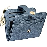 YUYULA Wallet for Women RFID Blocking Slim Bifold Credit Card Holder Luxury Leather with Zipper Coin Pocket,ID Window,Keychain (Blue)